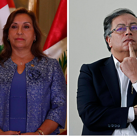 Presidenta de Perú, Dina Boluarte, y presidente de Colombia, Gustavo Petro
