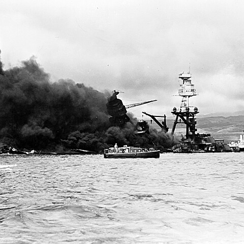 USS Arizona during Pearl Harbor