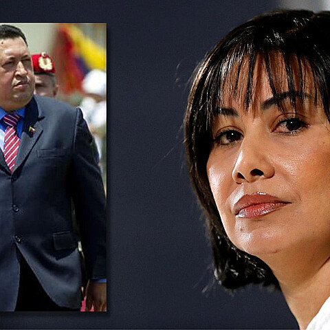 La extesorera nacional de Venezuela Claudia Patricia Díaz Guillén y el fallecido presidente Hugo Chávez