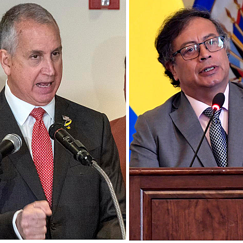 El congresista estadounidense Mario Díaz-Balart y el presidente de Colombia, Gustavo Petro