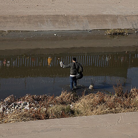 Migrant at Rio Grande