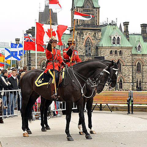 Royal Canadian Mounted Police on duty at the National Police and Peace Officer's Memorial on Parliament Hill in 2010