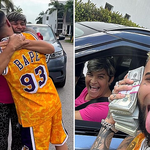 El rapero compartió imágenes con su madre, mostrando miles de dólares