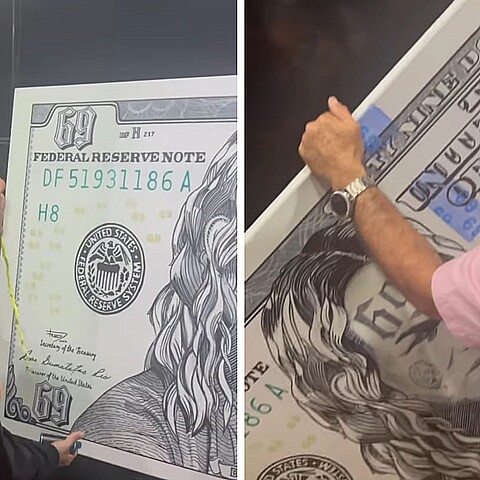 El artista cubano Fredy Rodríguez regaló un cuadro a Tekashi 