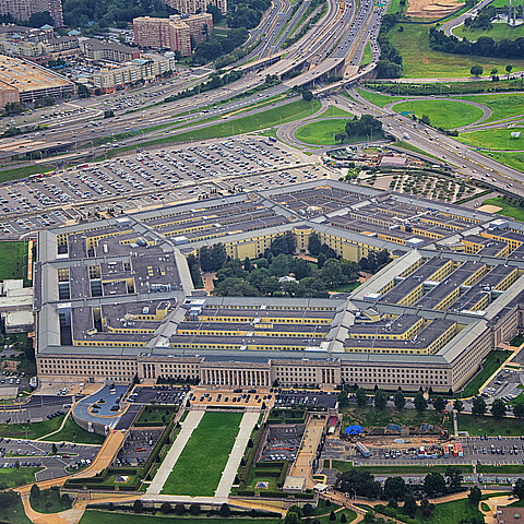 Vista aérea del Pentágono de los Estados Unidos, la sede del Departamento de Defensa en Arlington, Virginia