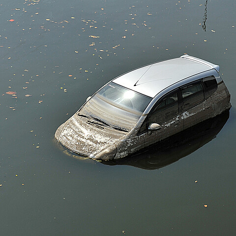 Submerged car