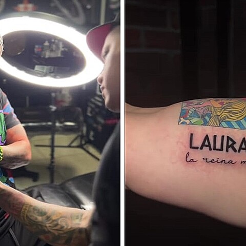 El músico urbano se tatuó el nombre de su esposa en el brazo 