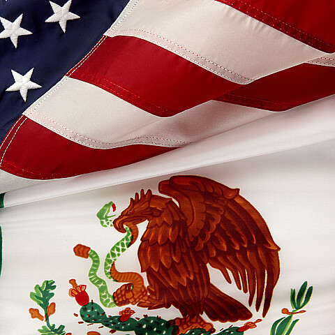 A collage of the American and Mexican flags together
