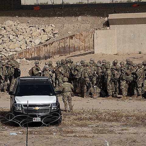 Texas National Guard members at the U.S.-Mexico border 