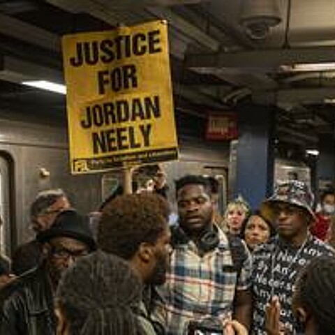 Protesters in New York subway