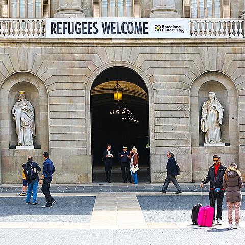 Barcelona City Council welcomes refugees in Barcelona, Spain