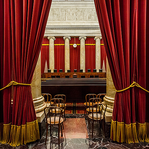 U.S. Supreme Court interior featuring Justices' bench