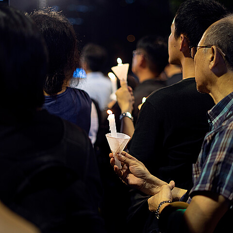 Large crowds turned out at the Victoria Park in Hong Kong Island attending a candlelight vigil for the 30th anniversary of Tiananmen crackdown.