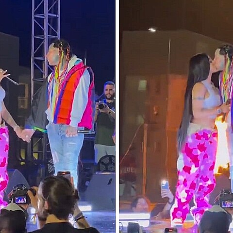 Los artistas confirmaron su relación con un beso en Cuba