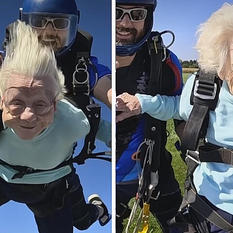 La abuela de 104 años saltó en paracaídas de una gran altura 