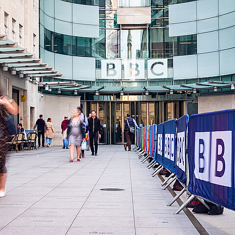 British Broadcasting Corporation (BBC) headquarters building on Portland Place