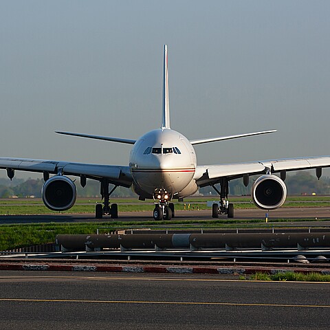 An Airbus A340-600 A6-EHK passenger plane landing at Paris Charles de Gaulle Airport Paris, France in 2015