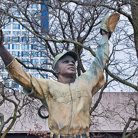 Jackie Robinson Statue in Journal Square in Jersey City, New Jersey
