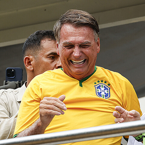Brazilian President Jair Bolsonaro at a February 2024 rally in São Paolo