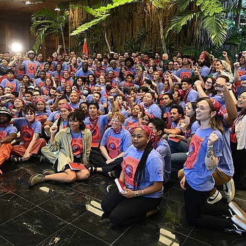 Activisrts from the U.S. traveled with the People’s Forum and met with Cuban President Miguel Díaz-Canel on May Day, or International Workers’ Day on May, 2023 