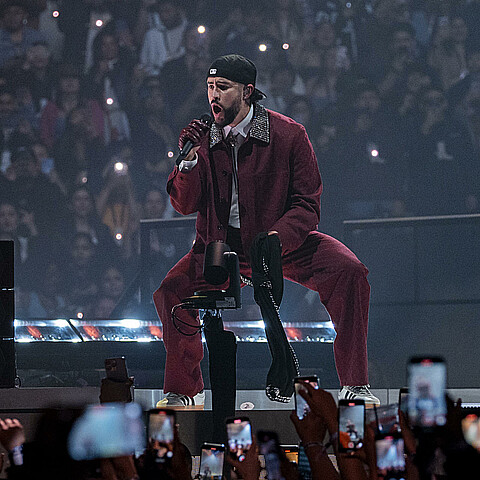 El artista puertorriqueño Bad Bunny, durante un concierto en Nueva York, en una foto de archivo. 