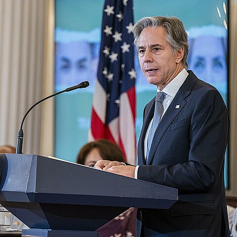 El secretario de Estado de EE.UU., Antony Blinken, en la presentación del Informe sobre la trata de personas de 2024 (Informe TIP) publicado este lunes. 