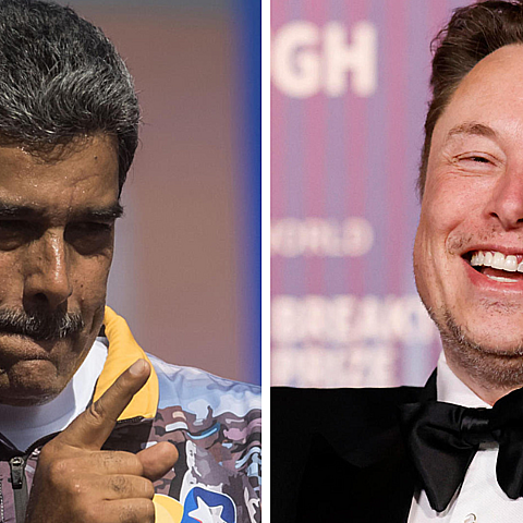 Combo de fotografías del presidente de Venezuela, Nicolás Maduro (i), y el CEO de Tesla Motors Elon Musk. 