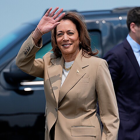 Vice President Kamala Harris delivers remarks at a campaign event in Pittsfield, Mass.