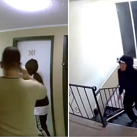 Imagenes de una cámara de seguridad donde aparecer hombres armados posiblemente vinculados al Tren de Aragua