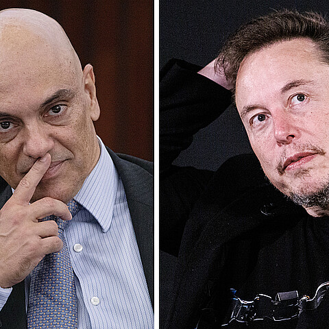 Brazilian Supreme Court Chief Justice Alexandre de Moraes and X CEO Elon Musk