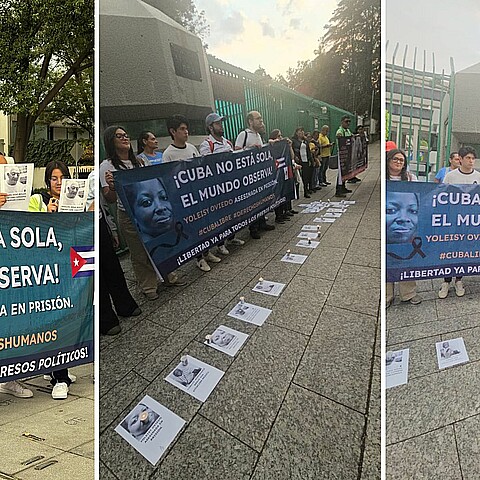 Protesta en México contra la dictadura cubana