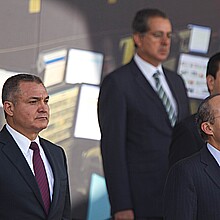 Ciudad de México, México, 10 de marzo de 2013. Jefe de la Secretaría de Seguridad Pública (izq.) y el presidente mexicano Felipe Calderón (derecha)