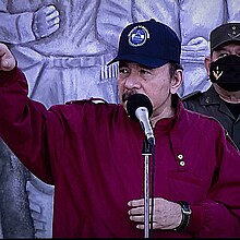 Presidente de Nicaragua, Daniel Ortega, durante el acto público, en Managua