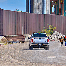 Migrants entering the U.S. from Mexico at the El Paso, Texas border