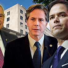 Sen. Bob Menendez (left), Anthony Blinken (center), Sen. Marco Rubio (right)