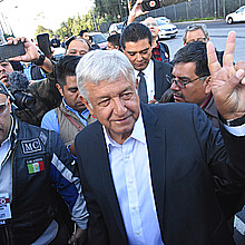 Andres Manuel Lopez Obrador of (MORENA) arrives to vote as part of the Mexico 2018 Presidential Election on July 1, 2018 in Mexico City