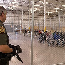 Custom Border Patrol officer keeping watch at CBP facility