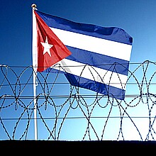 Cuban flag and barb wire