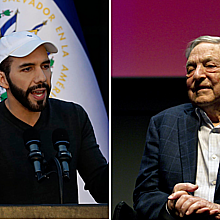El presidente de El Salvador Nayib Bukele y el hungaro George Soros