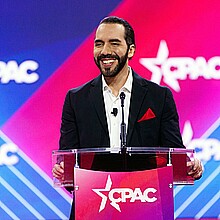 El presidente de El Salvador, Nayib Bukele, fue registrado este jueves, 22 de febrero, durante su intervención en la Conferencia de Acción Política Conservadora (CPAC, sigla en inglés)