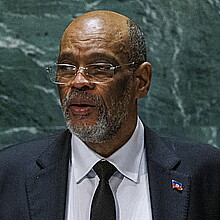 Haiti's Prime Minister Ariel Henry during the 78th session of the United Nations General Assembly at the United Nations in New York on Sept. 22, 2023