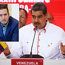 El periodista venezolano Emmanuel Rincón y el dictador chavista Nicolás Maduro